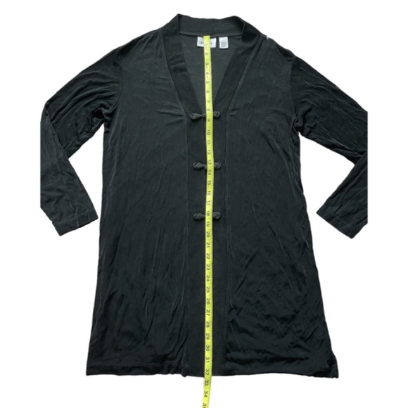 Chico’s Travelers Collection Black Chinese Style Long Cardigan Size Large - Picture 6 of 7